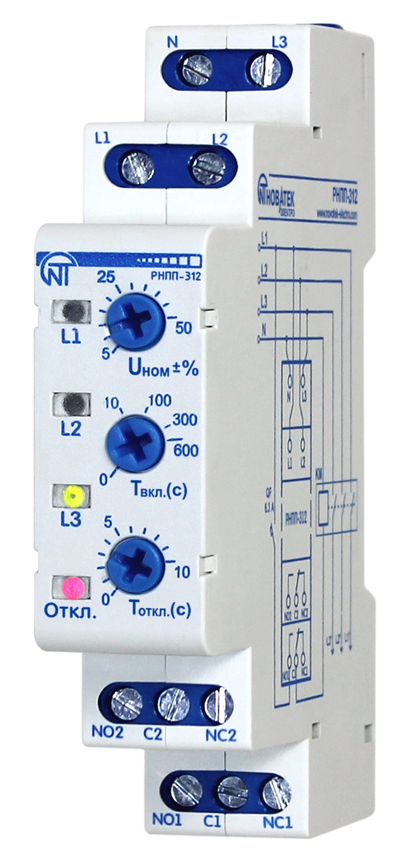РНПП-312 Реле напряжения, перекоса и последовательности фаз производства  Новатек электро